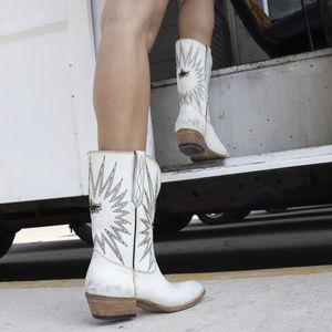 NWT MEZCALERO - MEZCAL WHITE ISRAEL Leather Handmade Cowboy Boot Size 7 $249